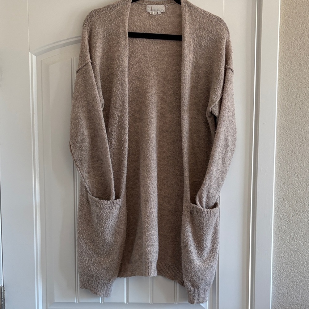 Anthropologie Soft Brown Open-Front Cardigan